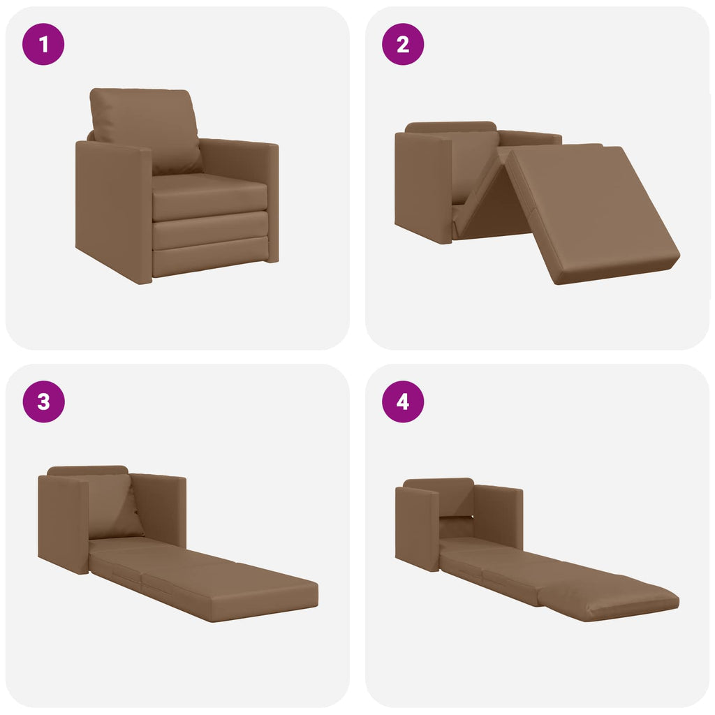 vidaXL Sofa Bed 60cm Cappuccino Sztuczna skóra