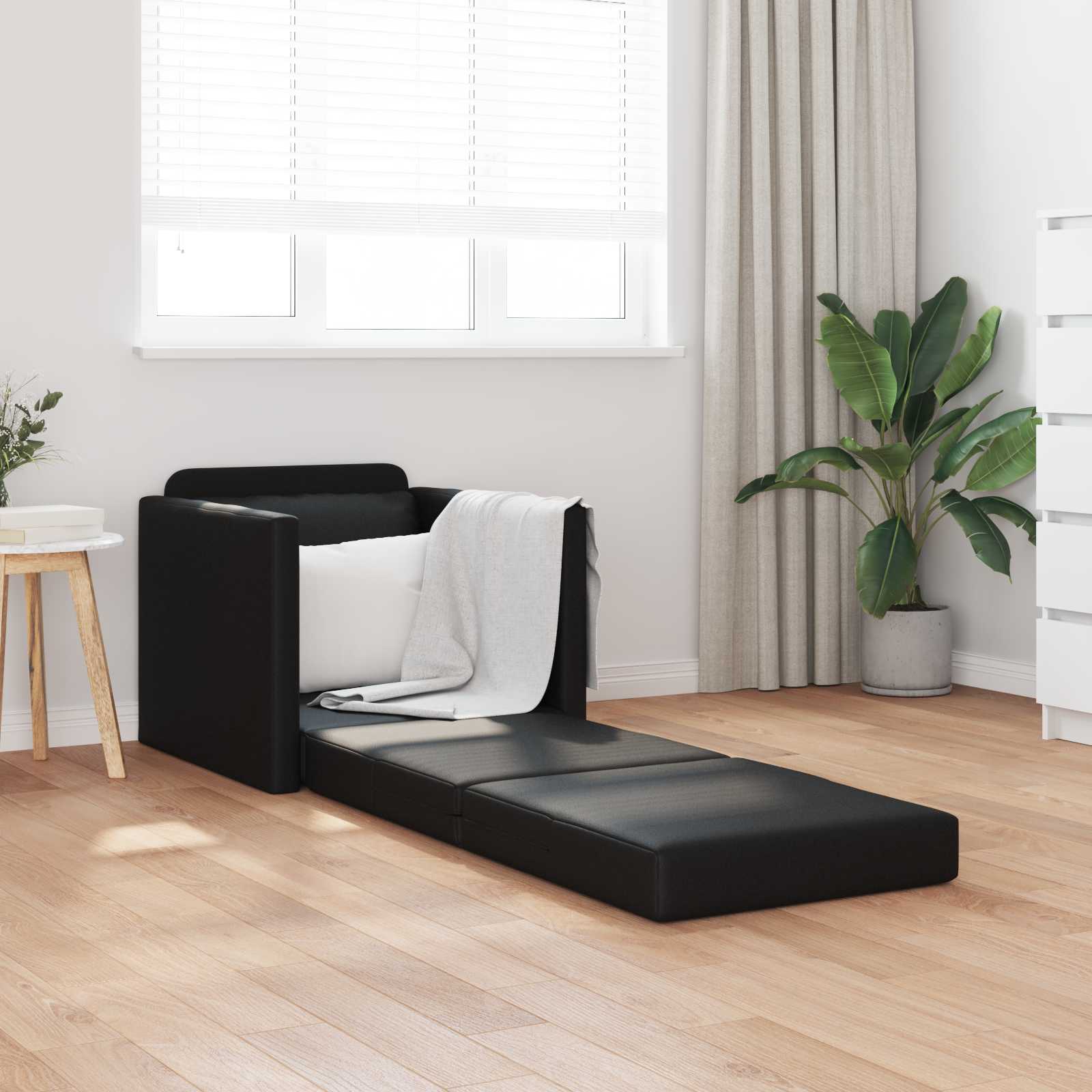 vidaXL Sofa Bed 60cm Czarny Sztuczna skóra