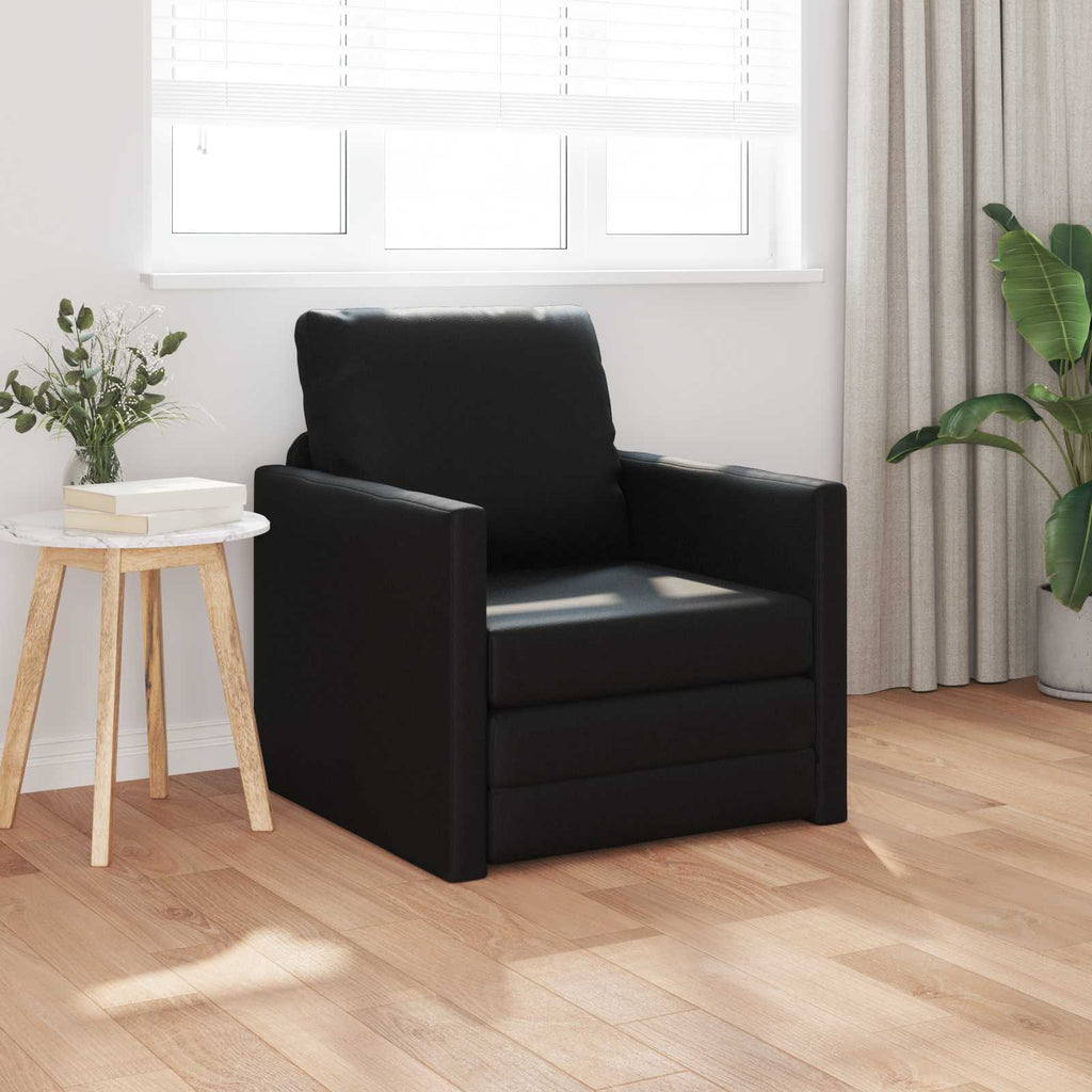 vidaXL Sofa Bed 60cm Czarny Sztuczna skóra
