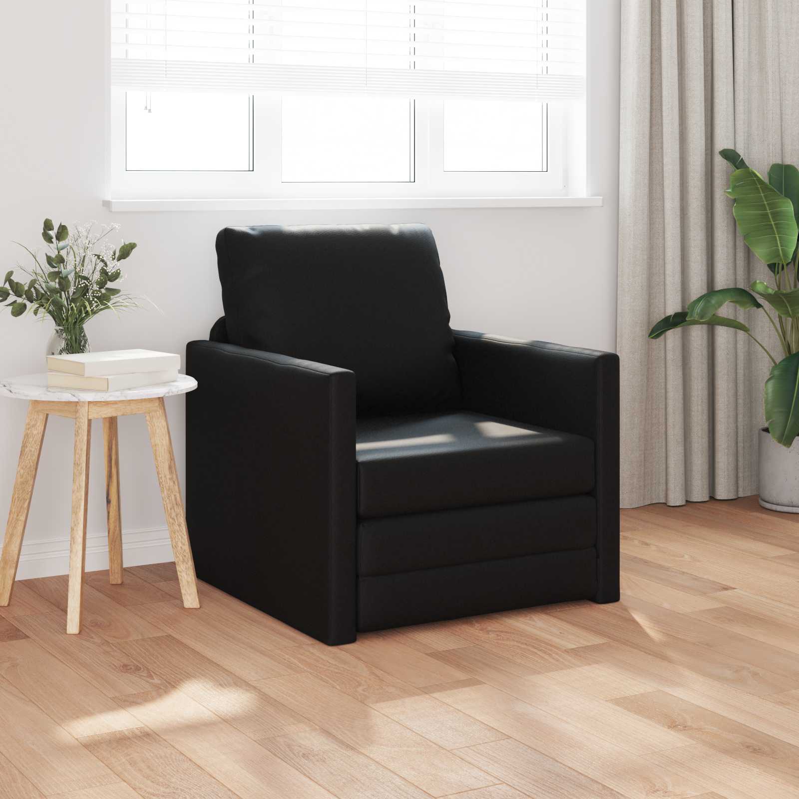 vidaXL Sofa Bed 60cm Czarny Sztuczna skóra