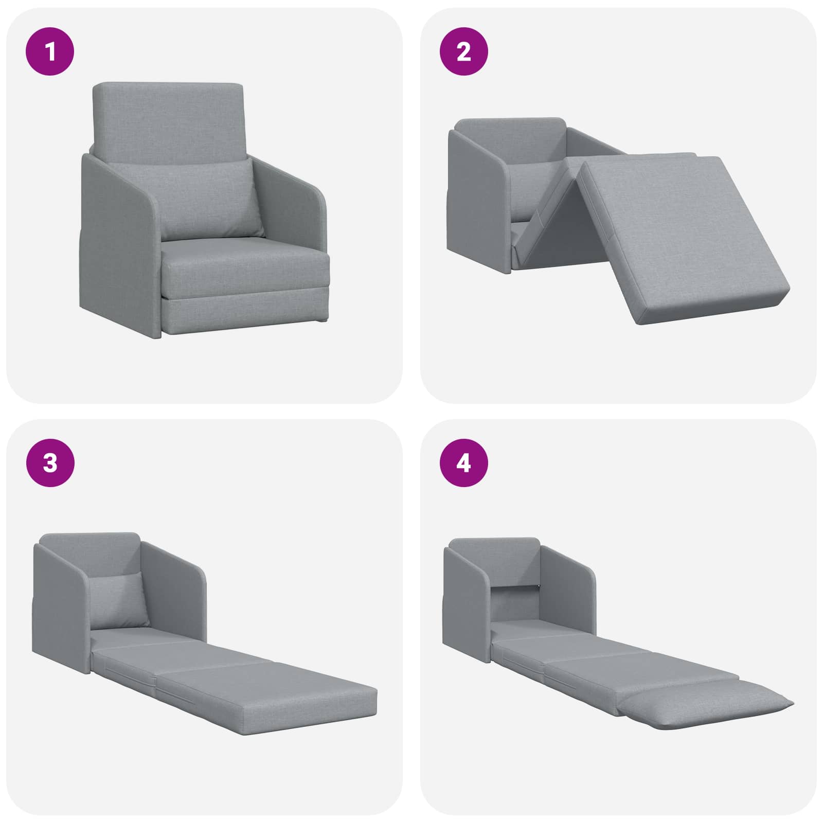 vidaXL Sofa Bed Jasnoszary 65 x 80 x 83 cm tkanina