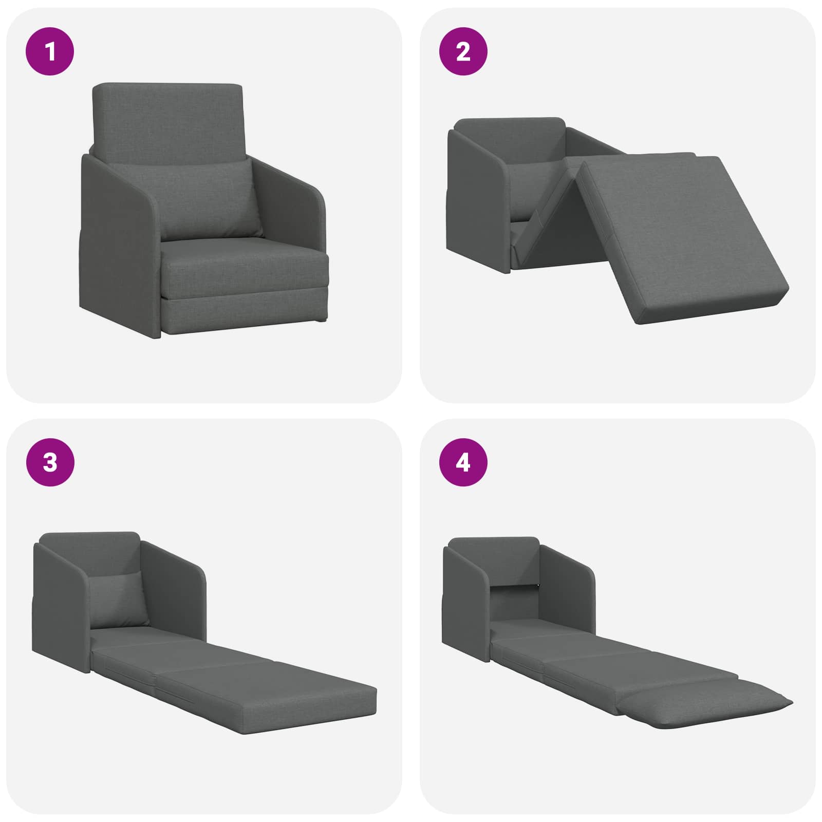 vidaXL Sofa Bed Ciemnoszary 65 x 80 x 83 cm tkanina