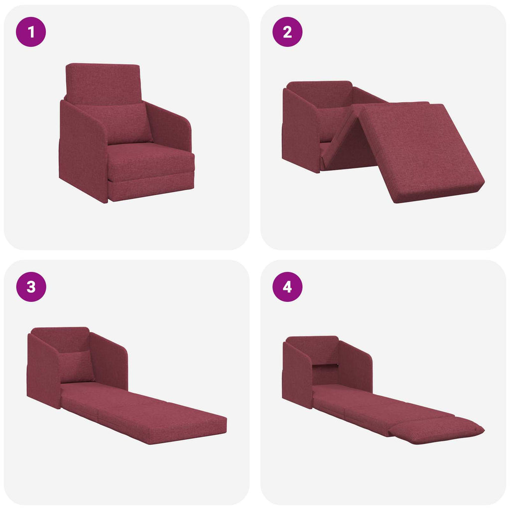 vidaXL Sofa Bed Czerwone wino 65 x 80 x 83 cm tkanina