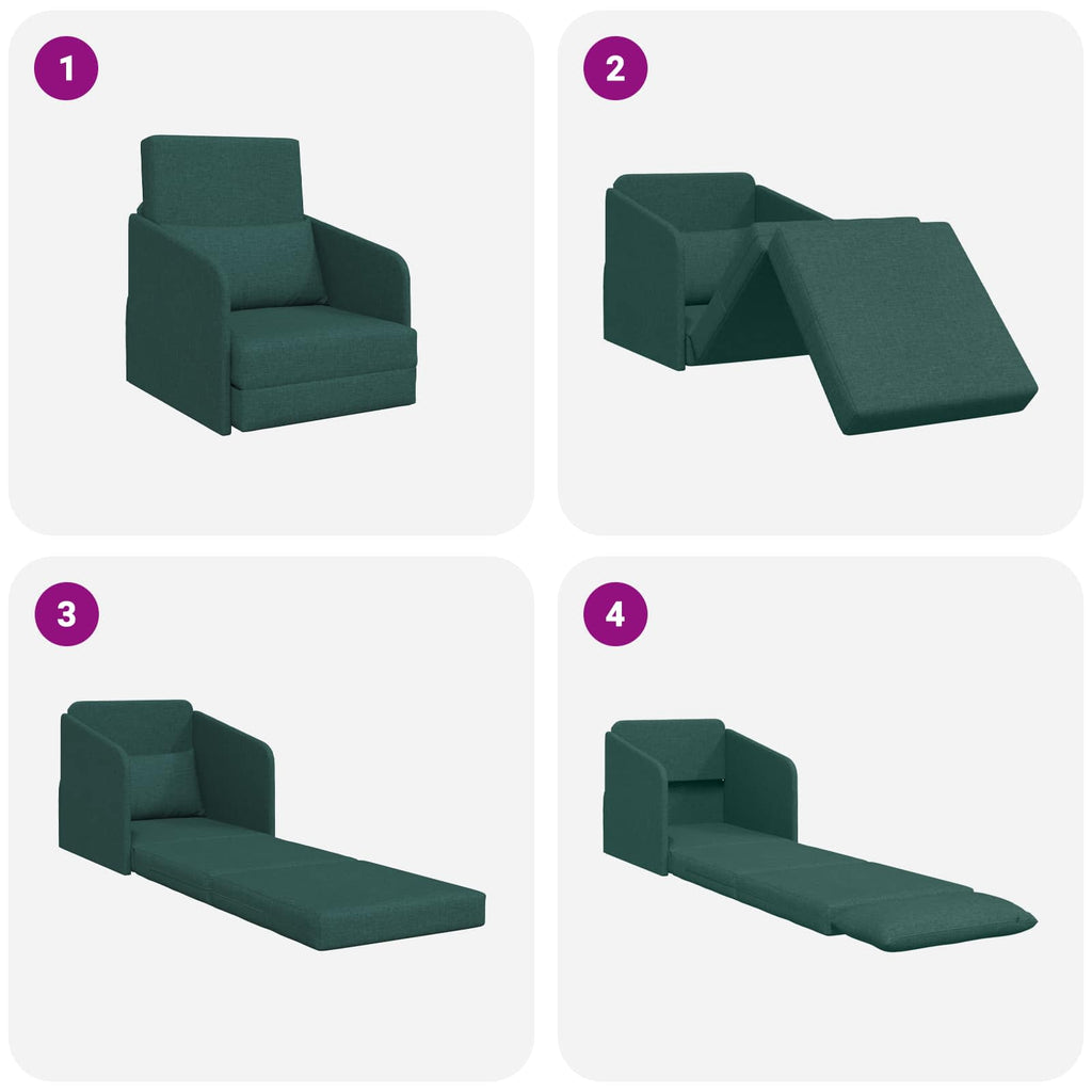 vidaXL Sofa Bed Ciemna zieleń 65 x 80 x 83 cm tkanina
