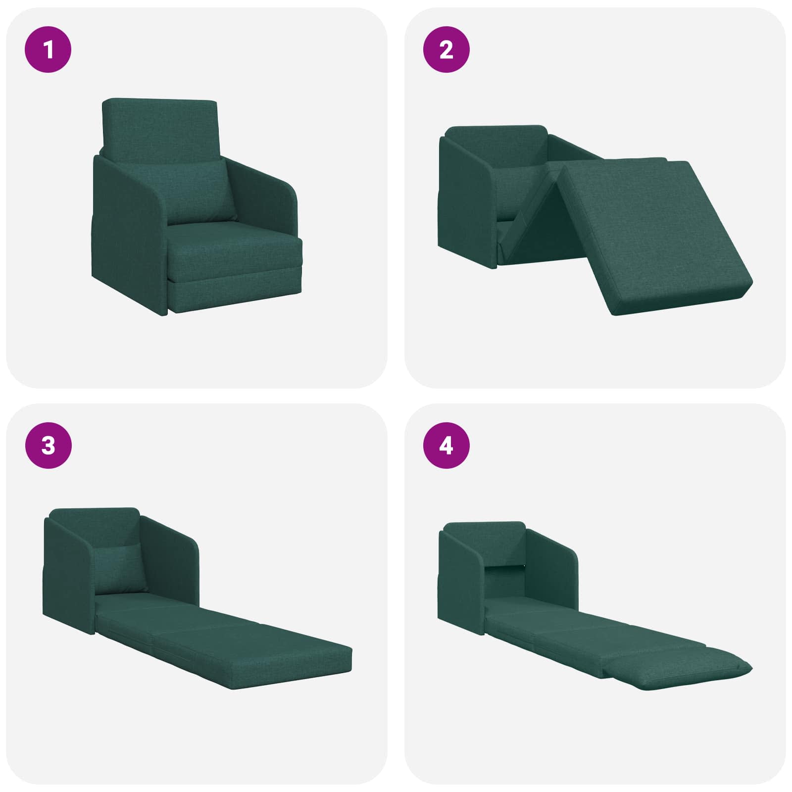 vidaXL Sofa Bed Ciemna zieleń 65 x 80 x 83 cm tkanina