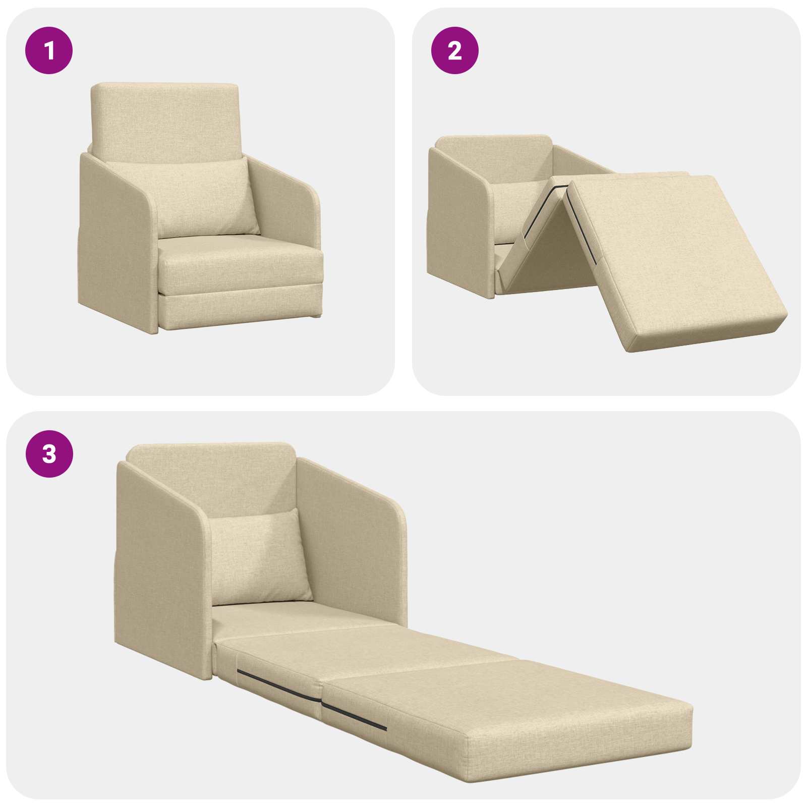 vidaXL Sofa Bed Kremowy 65 x 80 x 83 cm tkanina