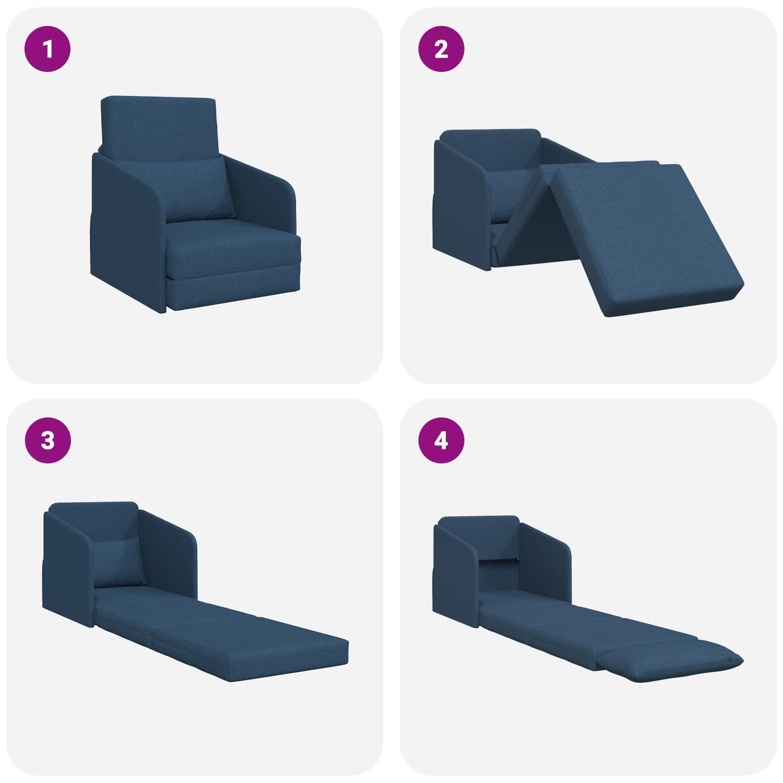 vidaXL Sofa Bed Niebieski 65 x 80 x 83 cm tkanina