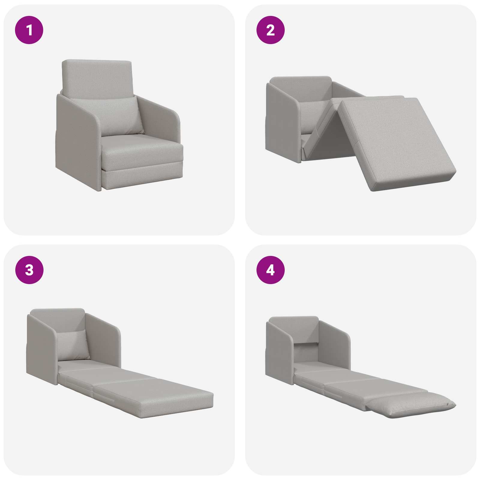 vidaXL Sofa Bed Szary chmur 65 x 80 x 83 cm tkanina
