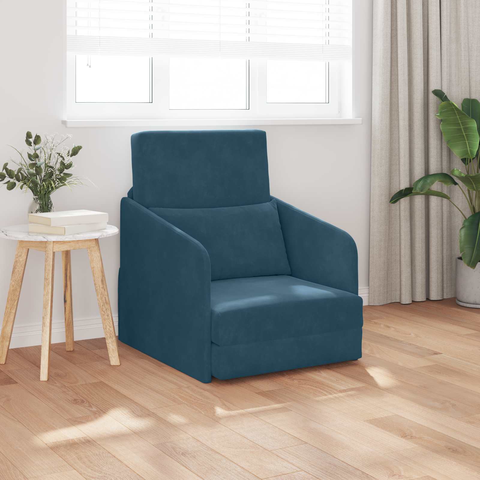 vidaXL Sofa Bed Niebieski 65 x 80 x 83 cm Aksamit