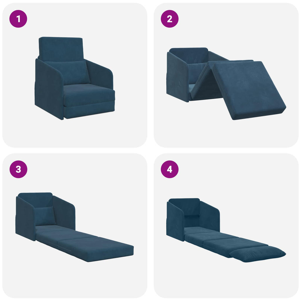vidaXL Sofa Bed Niebieski 65 x 80 x 83 cm Aksamit