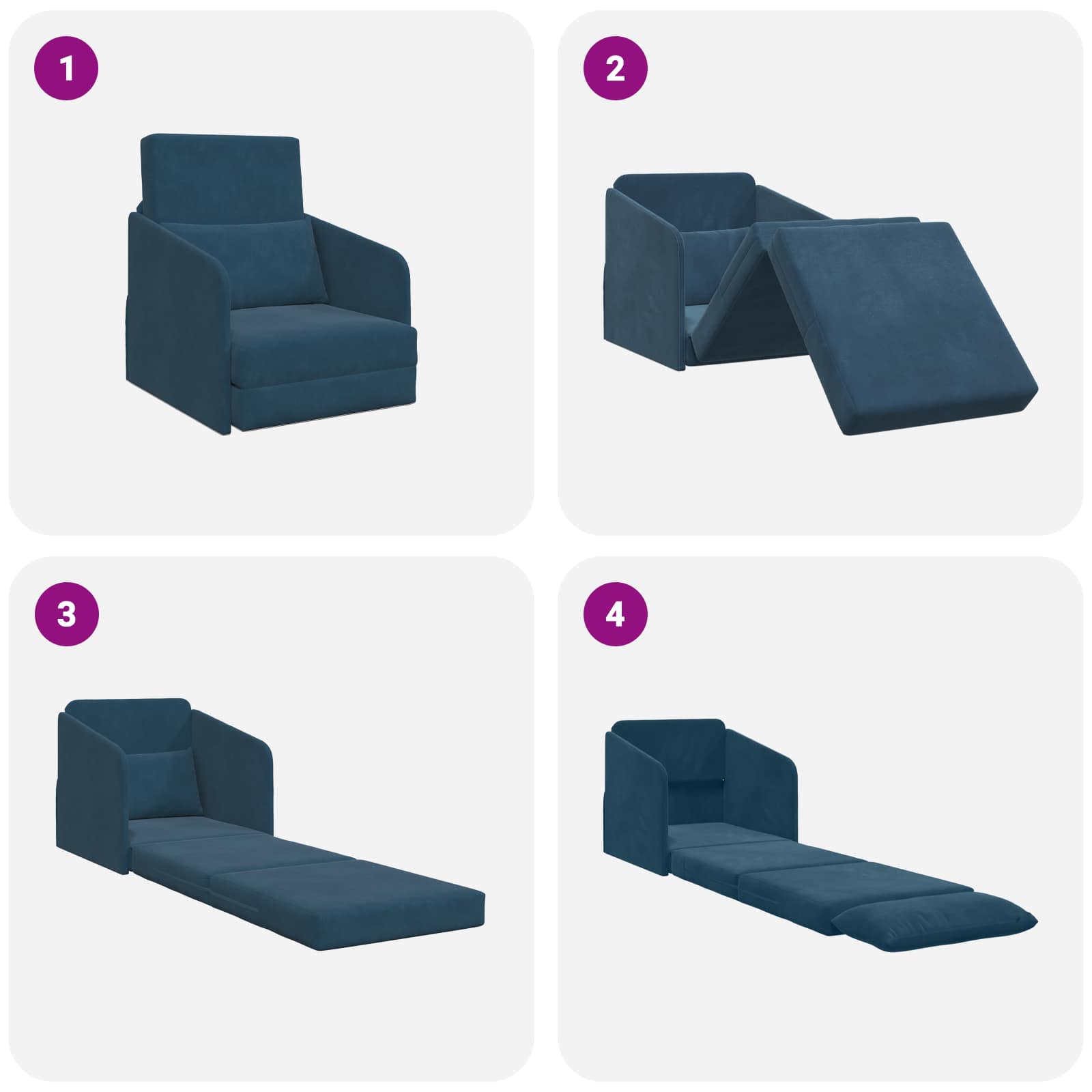 vidaXL Sofa Bed Niebieski 65 x 80 x 83 cm Aksamit