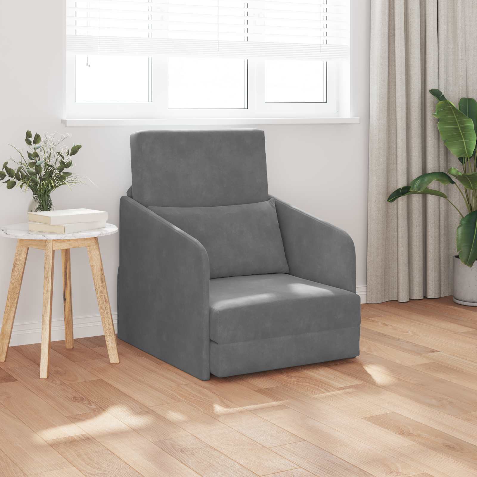 vidaXL Sofa Bed Ciemnoszary 65 x 80 x 83 cm Aksamit