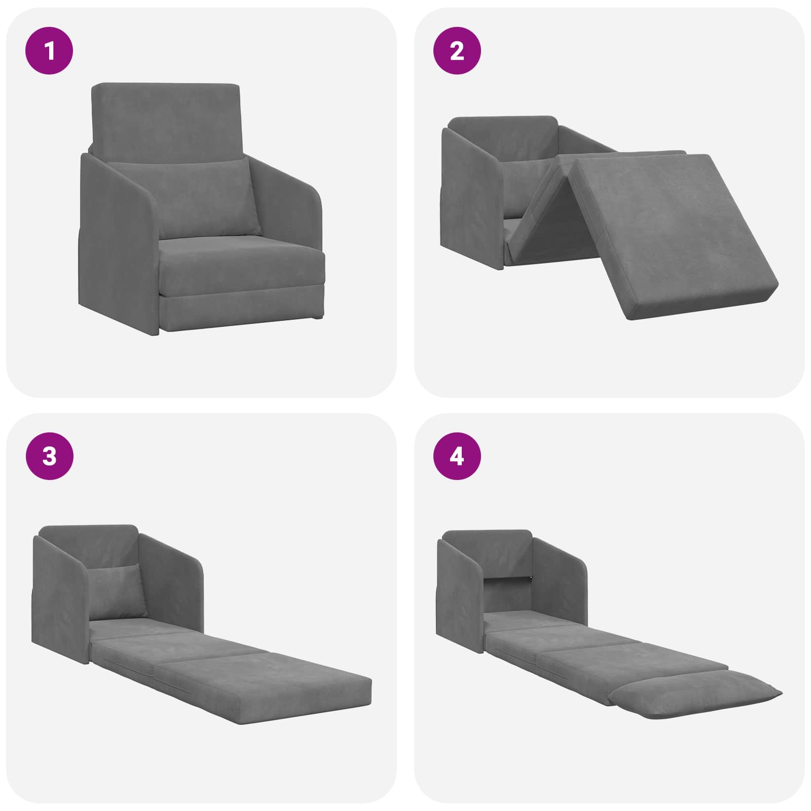 vidaXL Sofa Bed Ciemnoszary 65 x 80 x 83 cm Aksamit