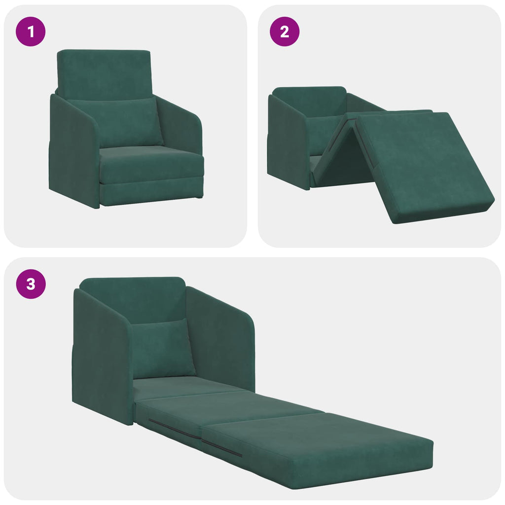 vidaXL Sofa Bed Ciemna zieleń 65 x 80 x 83 cm Aksamit