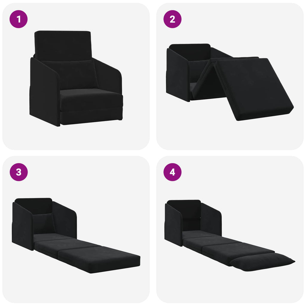vidaXL Sofa Bed Czarny 65 x 80 x 83 cm Aksamit