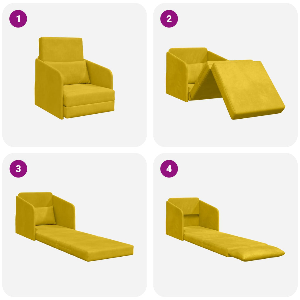 vidaXL Sofa Bed Żółty 65 x 80 x 83 cm Aksamit