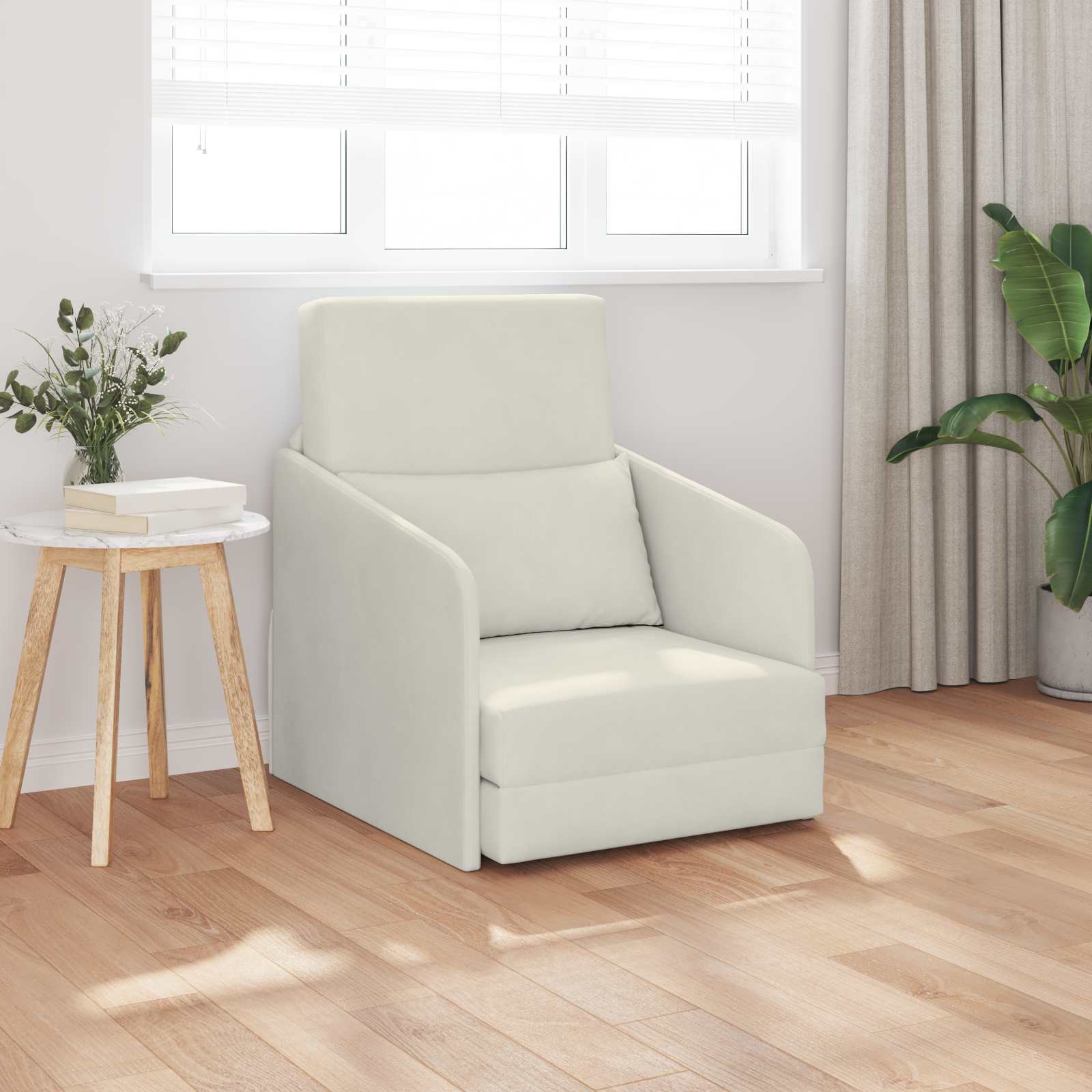 vidaXL Sofa Bed Kremowy 65 x 80 x 83 cm Aksamit