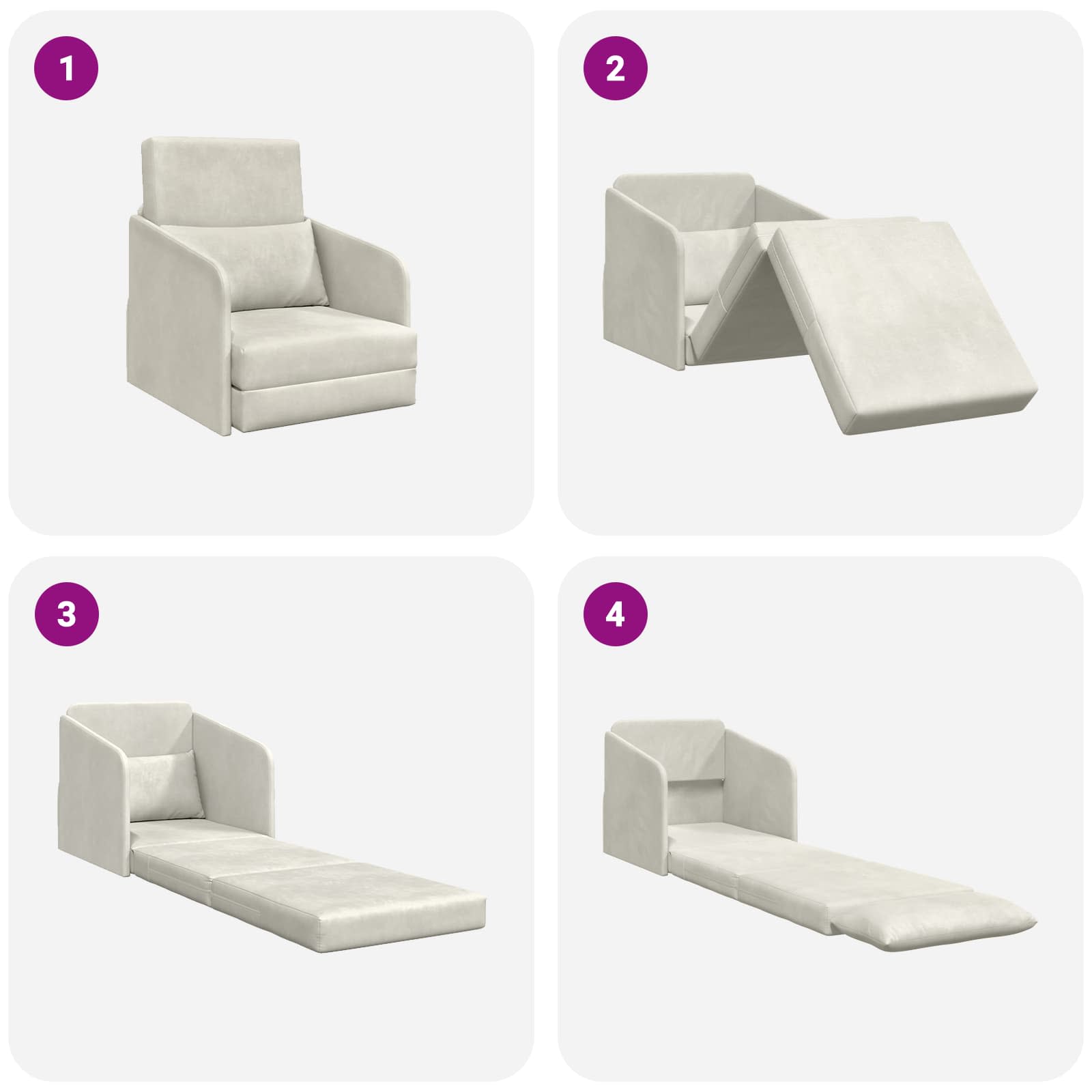 vidaXL Sofa Bed Kremowy 65 x 80 x 83 cm Aksamit