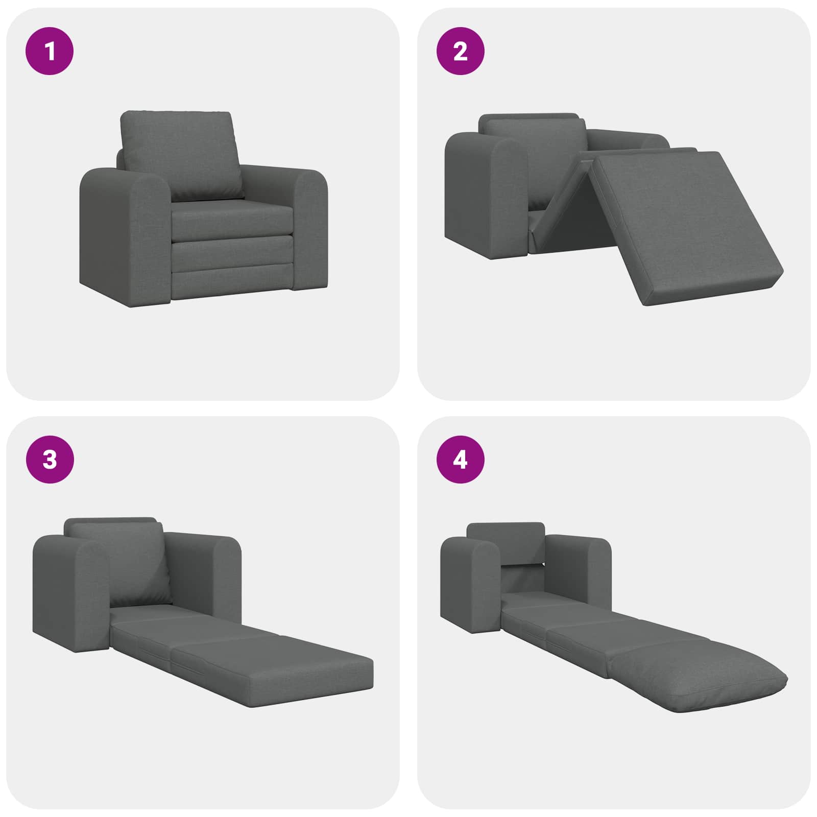 vidaXL Sofa Bed Ciemnoszary 98 x 71 x 83 cm tkanina
