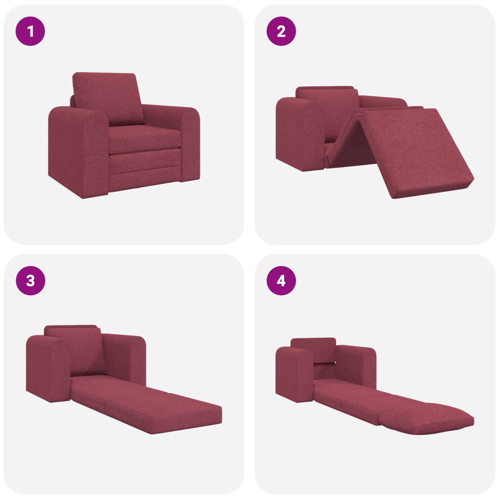 vidaXL Sofa Bed Czerwone wino 98 x 71 x 83 cm tkanina