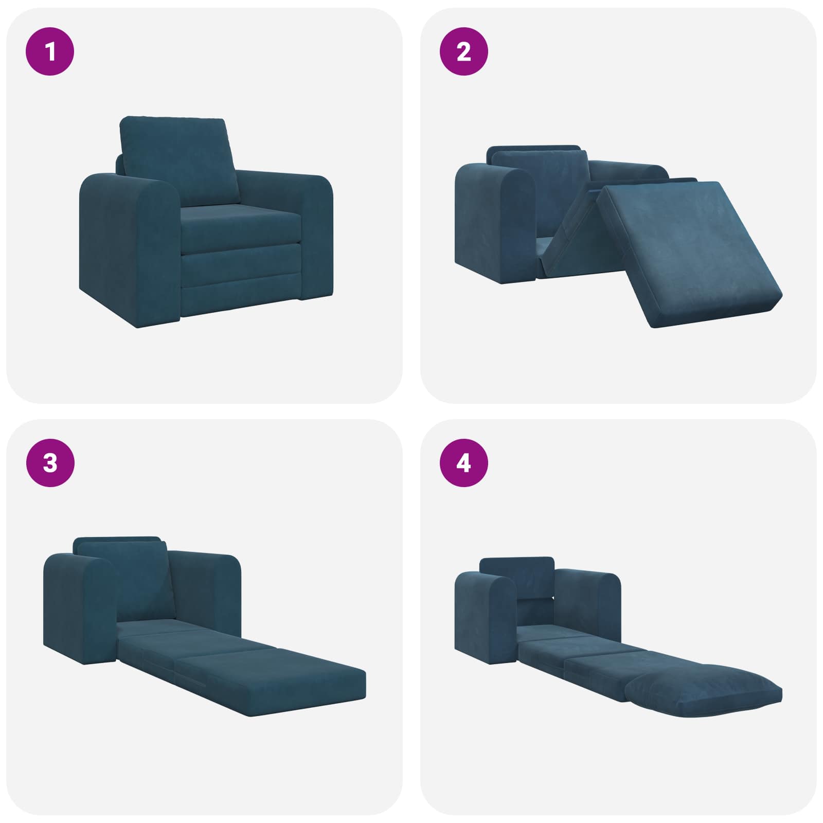 vidaXL Sofa Bed Niebieski 98 x 71 x 83 cm Aksamit