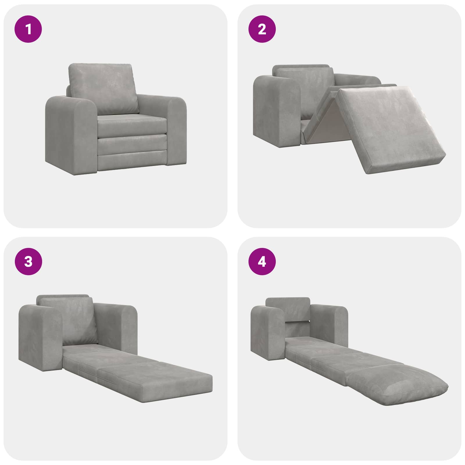 vidaXL Sofa Bed Jasnoszary 98 x 71 x 83 cm Aksamit