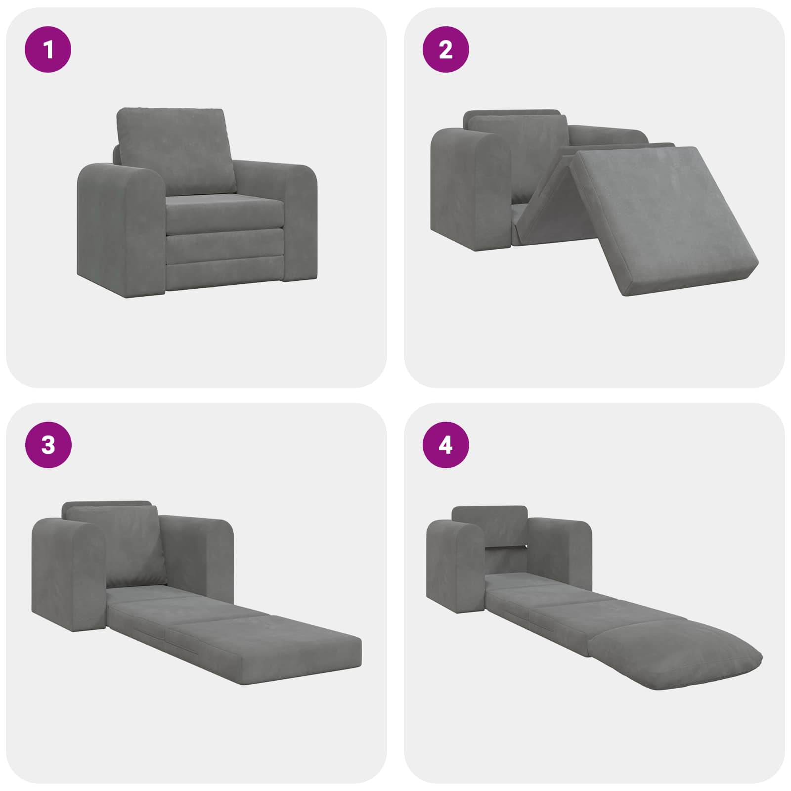 vidaXL Sofa Bed Ciemnoszary 98 x 71 x 83 cm Aksamit