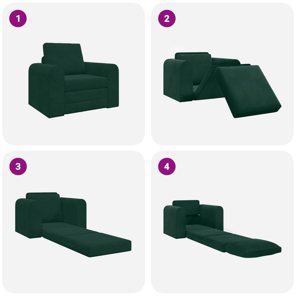 vidaXL Sofa Bed Ciemna zieleń 98 x 71 x 83 cm Aksamit