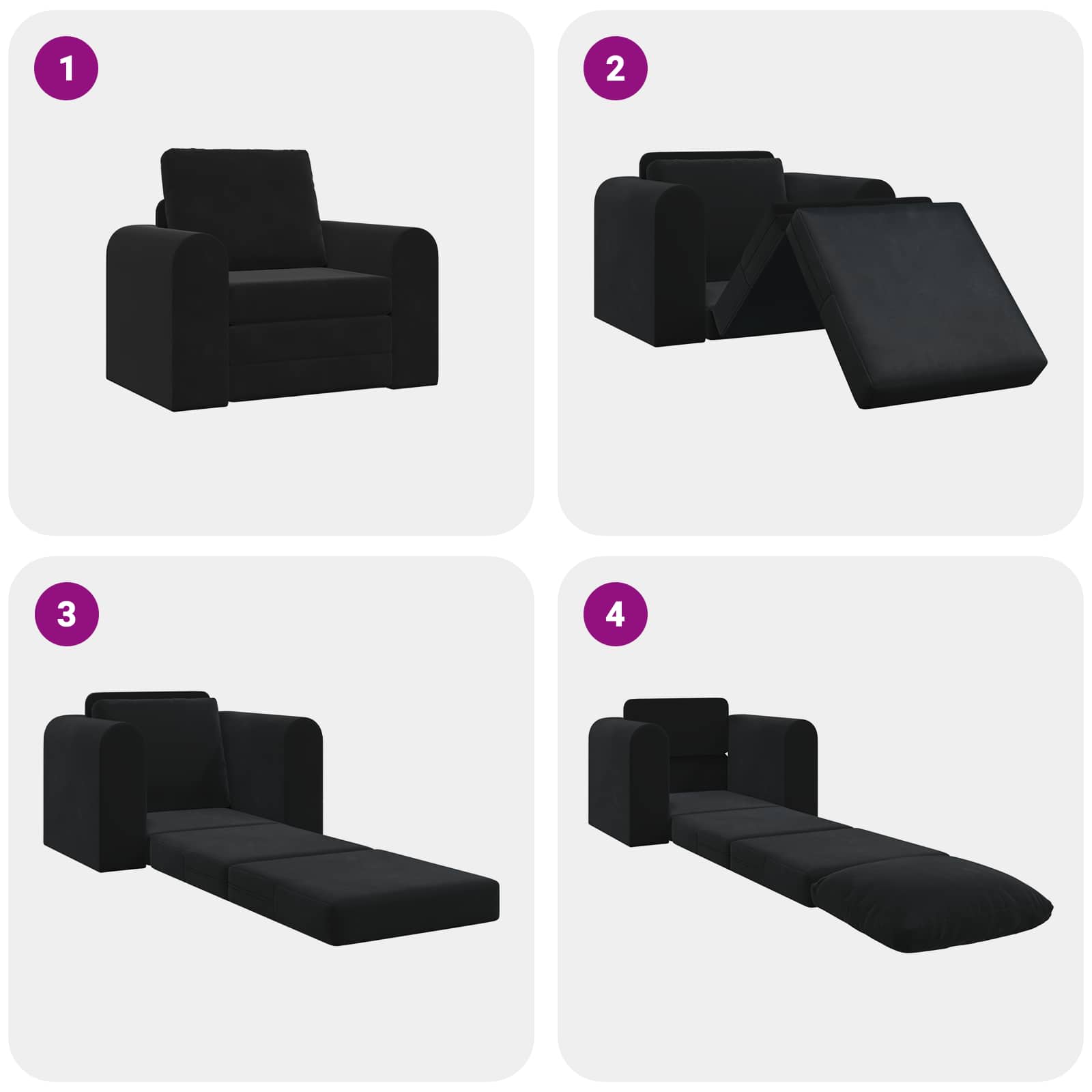 vidaXL Sofa Bed Czarny 98 x 71 x 83 cm Aksamit