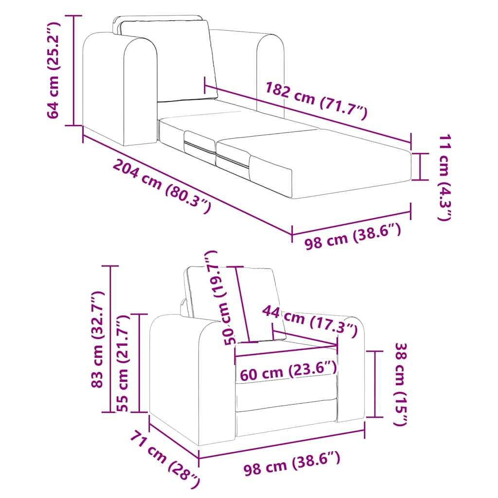 vidaXL Sofa Bed Czarny 98 x 71 x 83 cm Aksamit