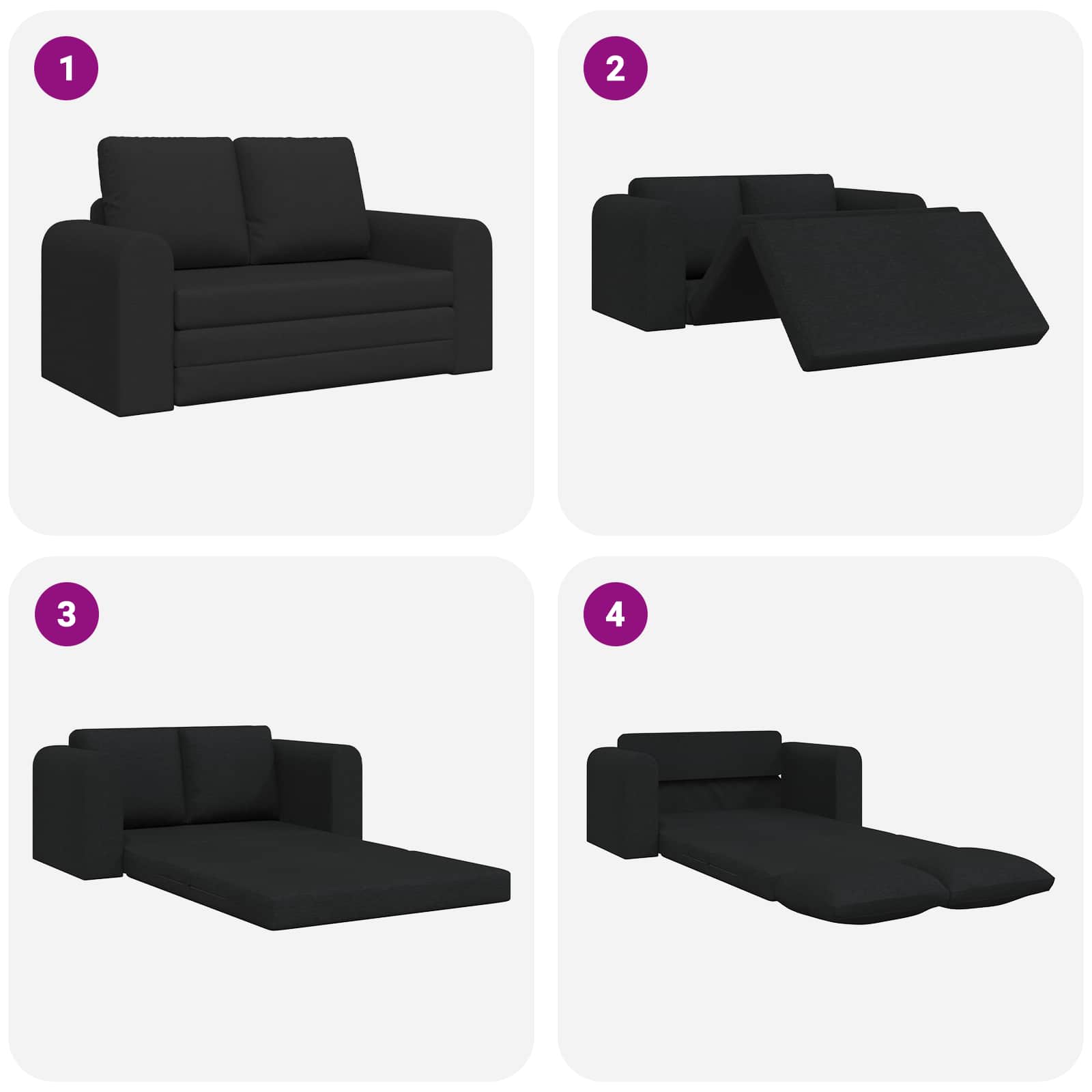 vidaXL Sofa Bed 60cm Czarny tkanina