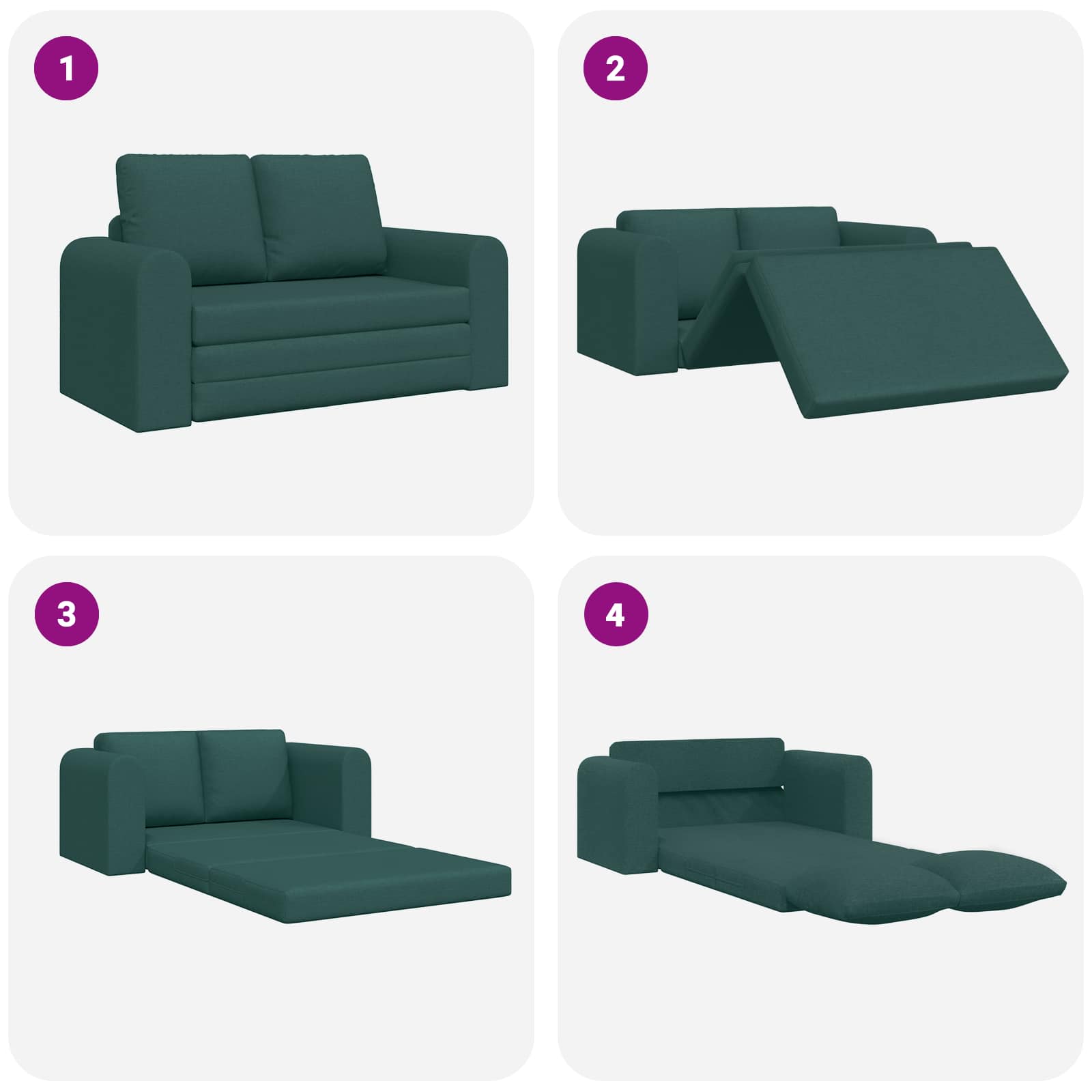 vidaXL Sofa Bed 60cm Ciemna zieleń tkanina