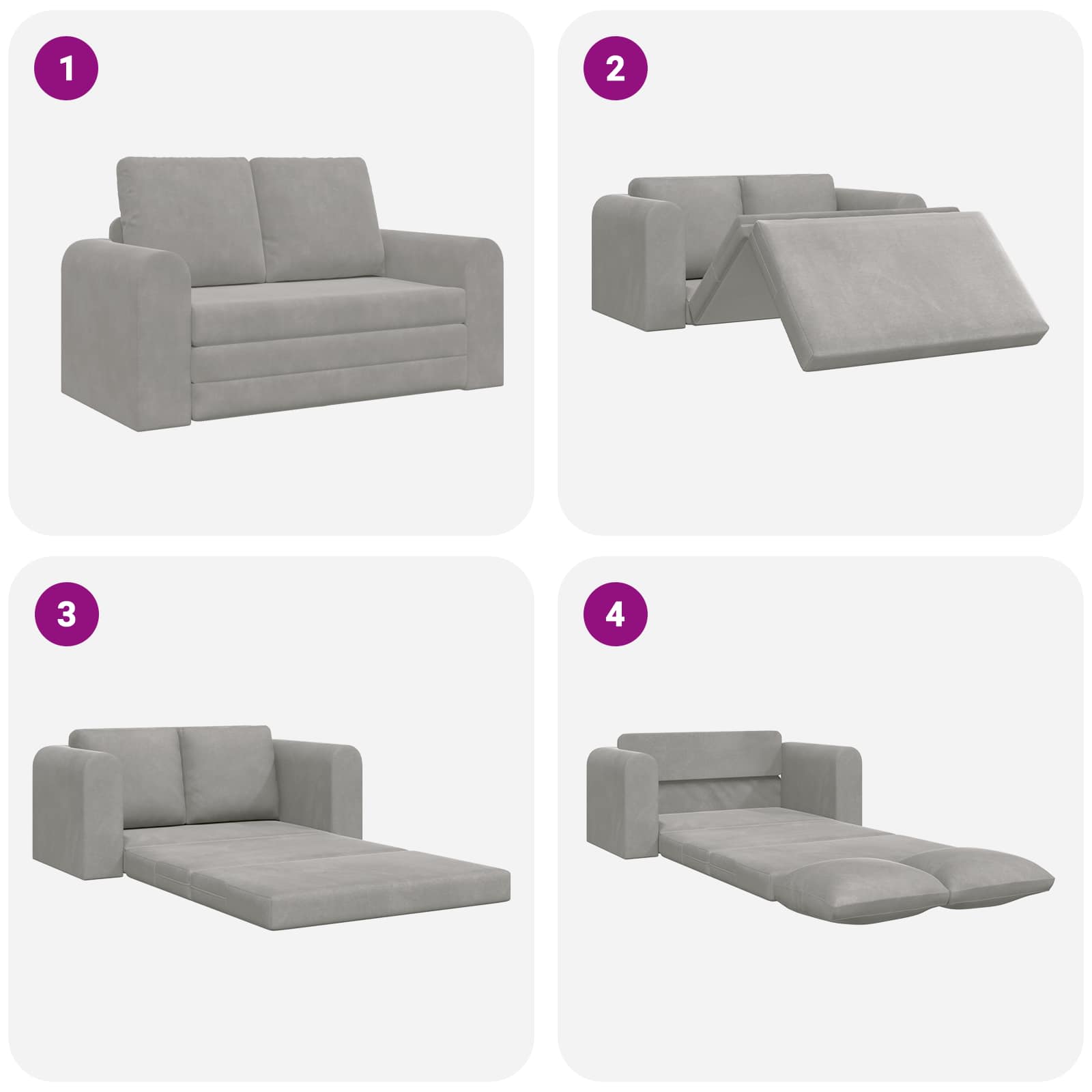 vidaXL Sofa Bed Jasnoszary 148 x 71 x 83 cm Aksamit