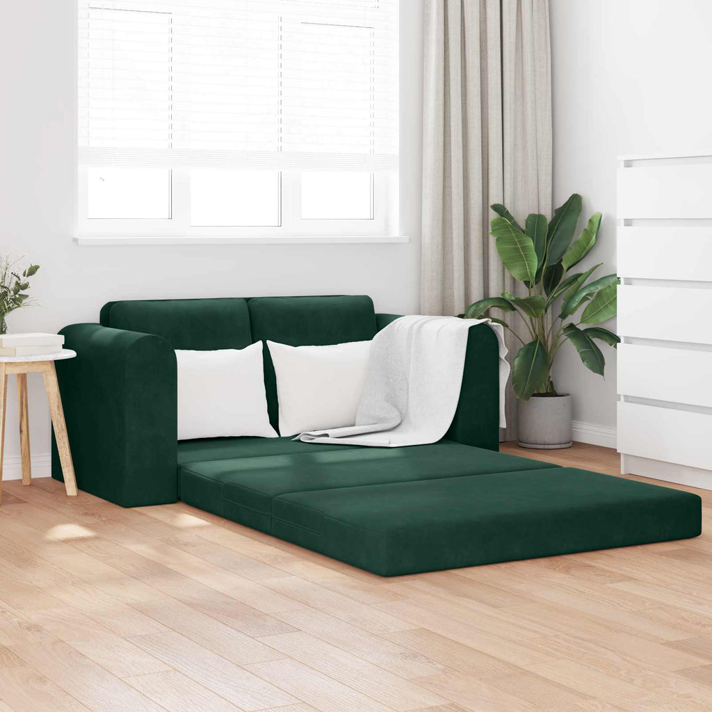 vidaXL Sofa Bed Ciemna zieleń 148 x 71 x 83 cm Aksamit