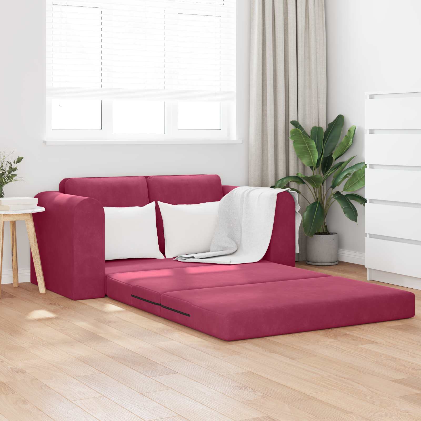 vidaXL Sofa Bed Czerwone wino 148 x 71 x 83 cm Aksamit