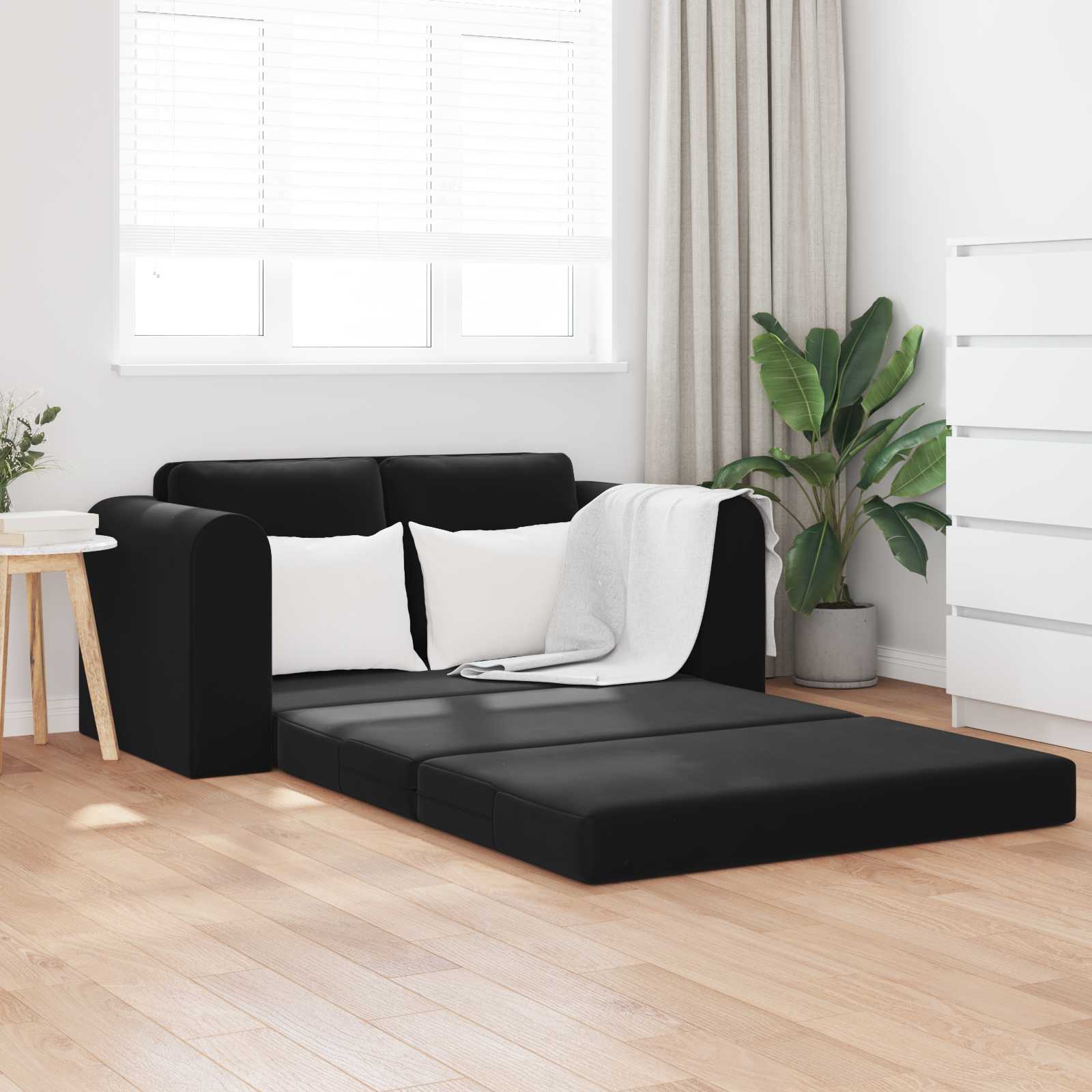 vidaXL Sofa Bed Czarny 148 x 71 x 83 cm Aksamit