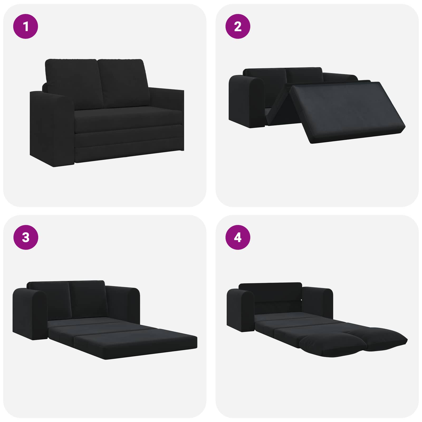 vidaXL Sofa Bed Czarny 148 x 71 x 83 cm Aksamit
