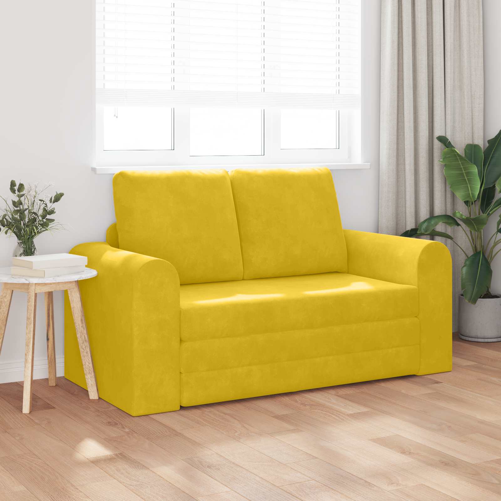 vidaXL Sofa Bed Żółty 148 x 71 x 83 cm Aksamit