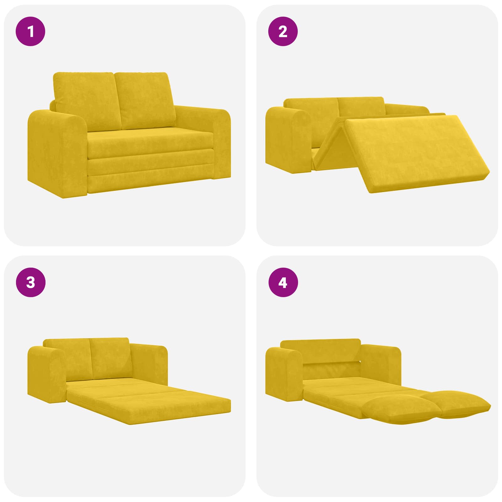 vidaXL Sofa Bed Żółty 148 x 71 x 83 cm Aksamit