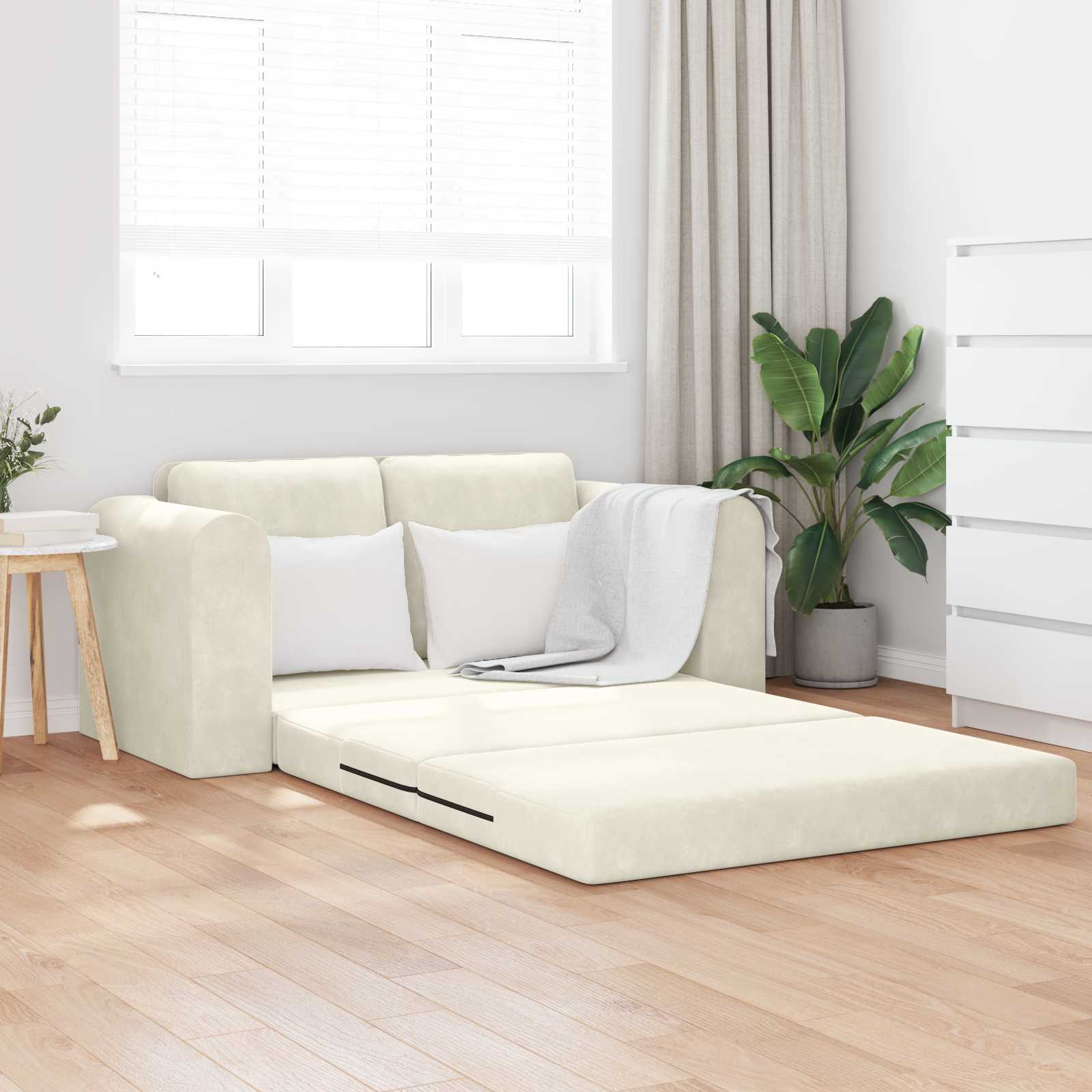 vidaXL Sofa Bed Kremowy 148 x 71 x 83 cm Aksamit