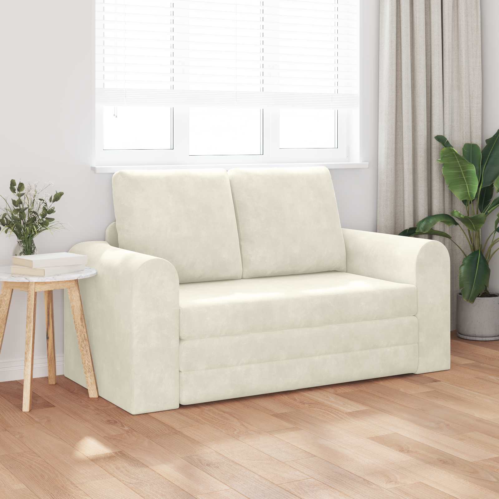 vidaXL Sofa Bed Kremowy 148 x 71 x 83 cm Aksamit