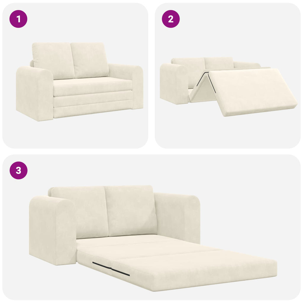 vidaXL Sofa Bed Kremowy 148 x 71 x 83 cm Aksamit