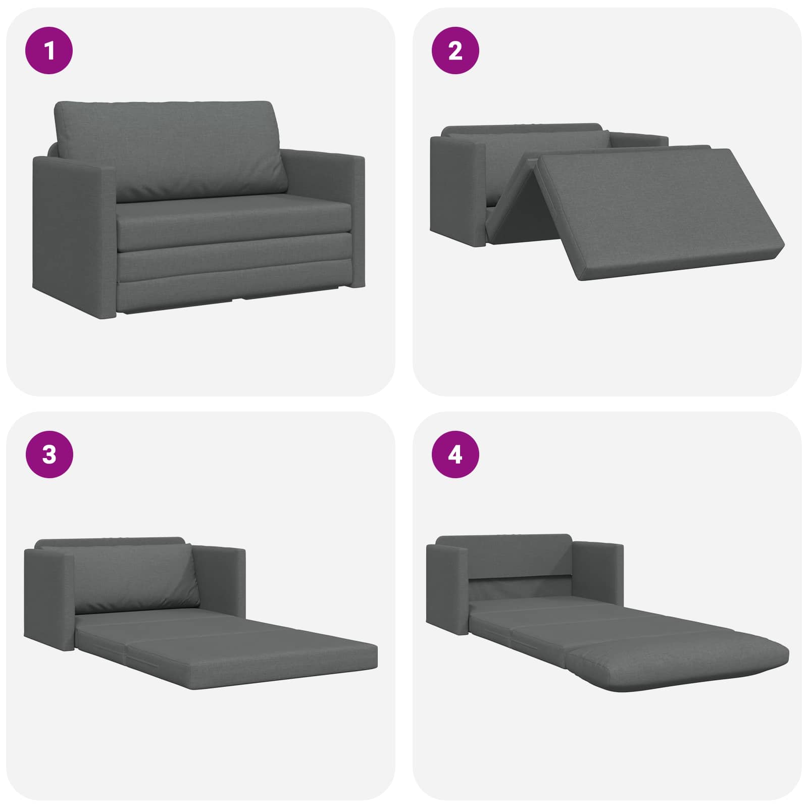 vidaXL Sofa Bed 110cm Ciemnoszary tkanina