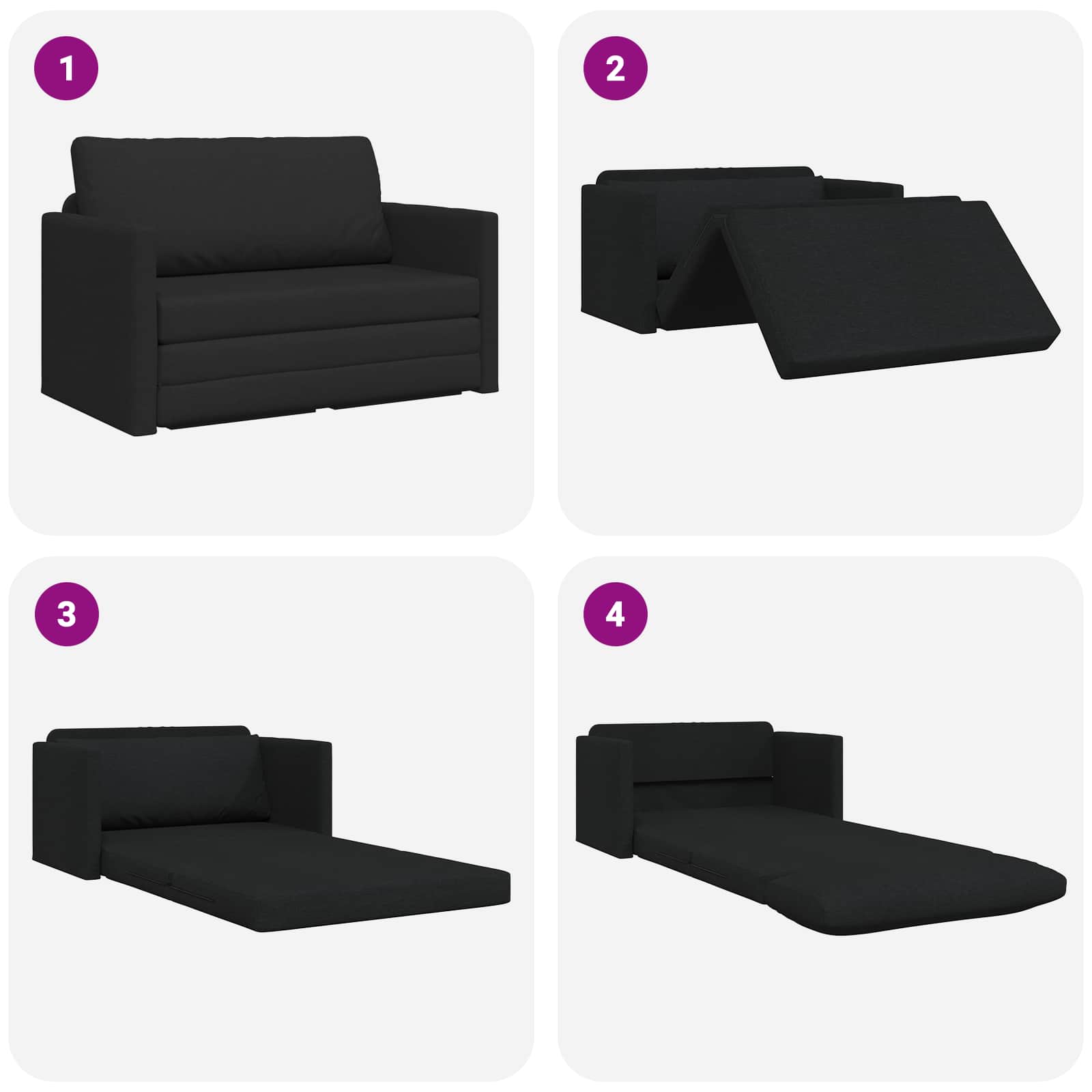 vidaXL Sofa Bed 110cm Czarny tkanina