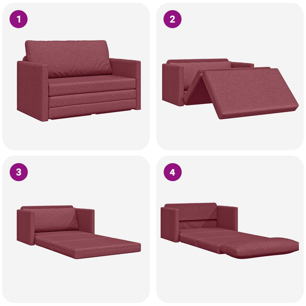 vidaXL Sofa Bed 110cm Czerwone wino tkanina