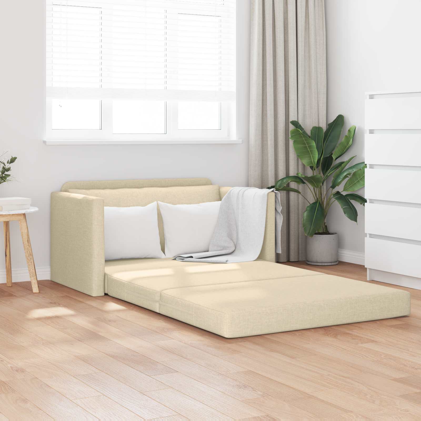 vidaXL Sofa Bed 110cm Kremowy tkanina