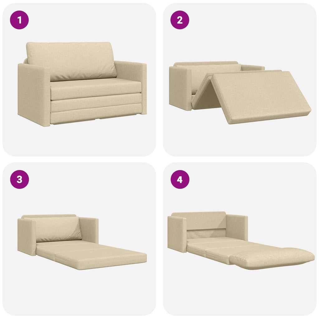 vidaXL Sofa Bed 110cm Kremowy tkanina