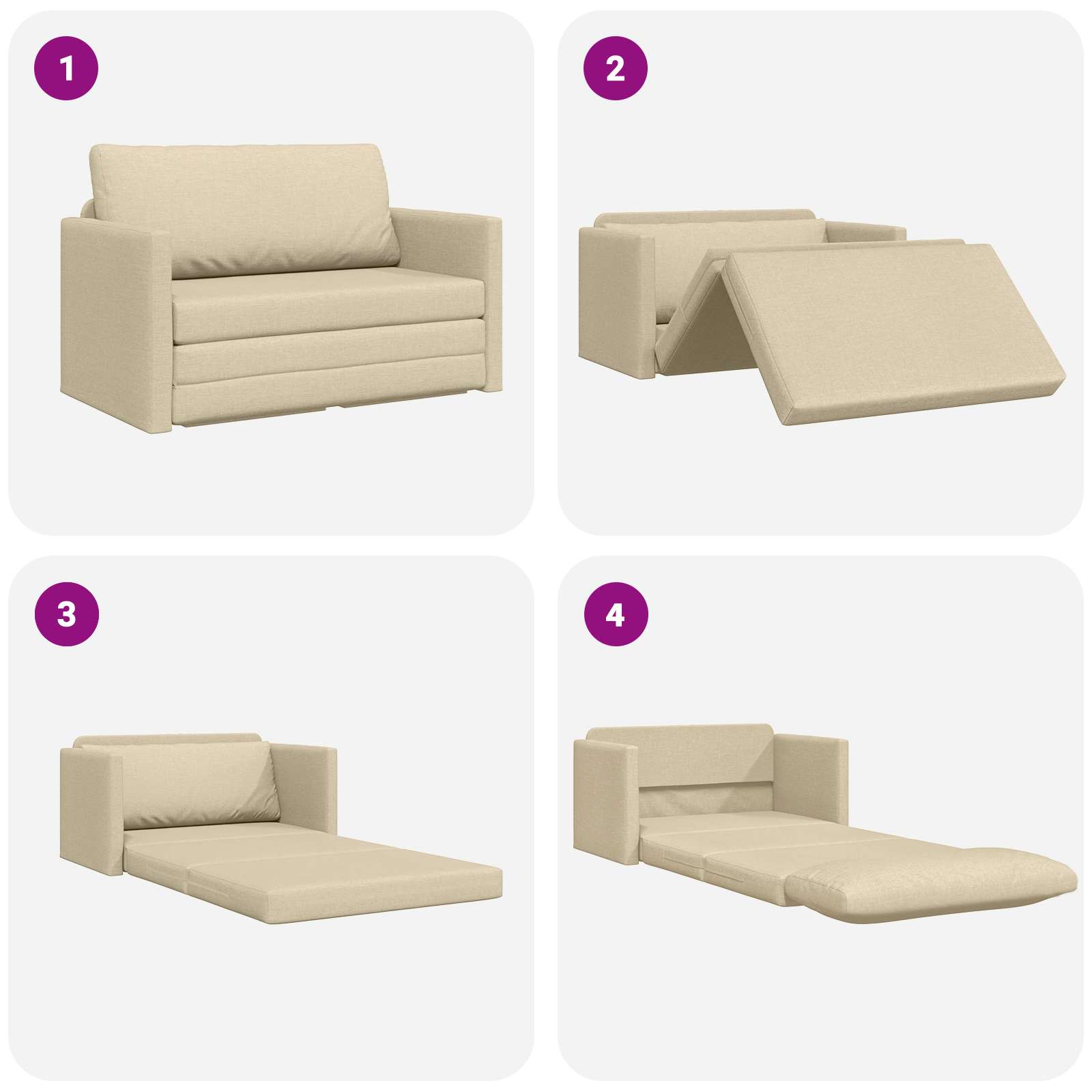 vidaXL Sofa Bed 110cm Kremowy tkanina