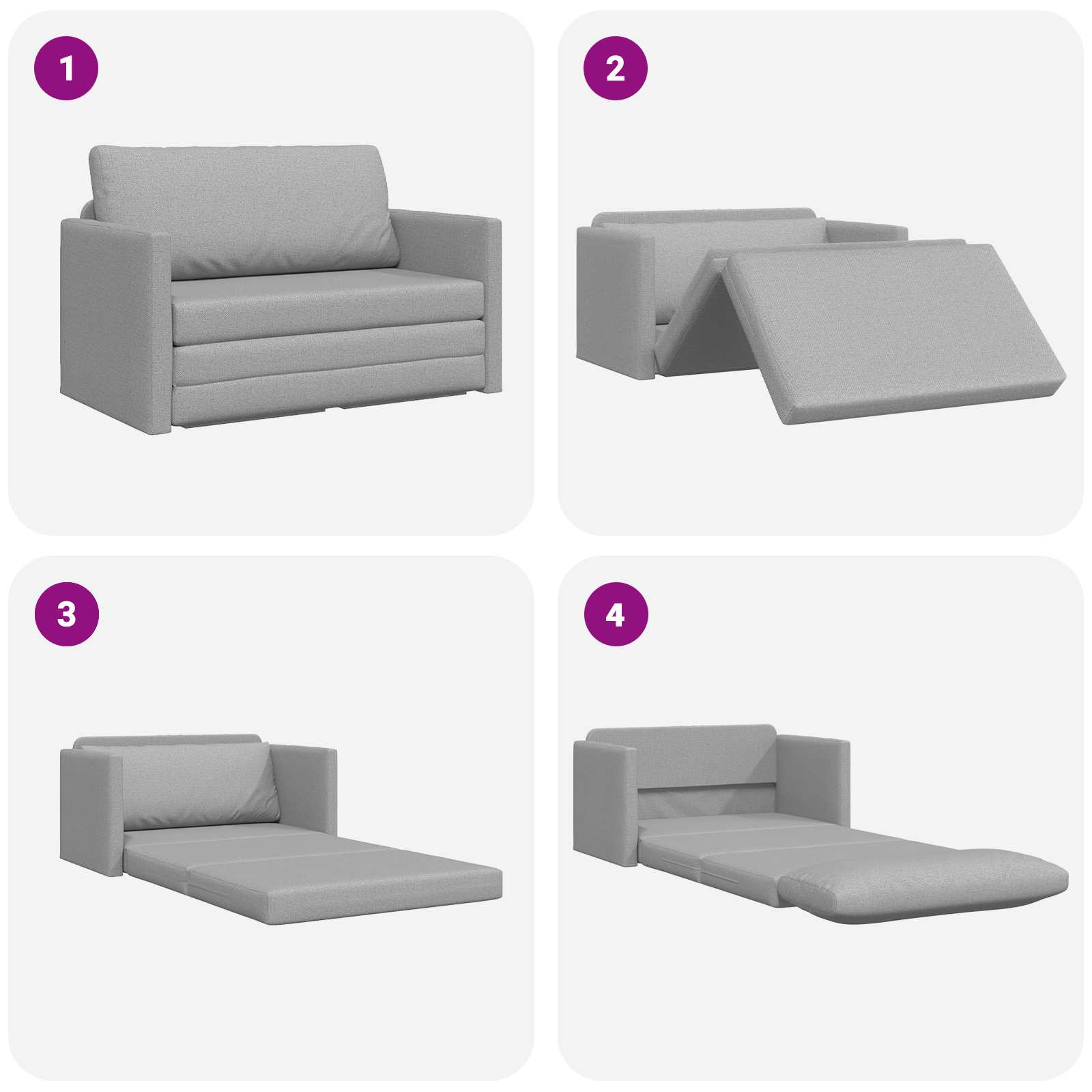 vidaXL Sofa Bed Szary chmur 124 x 71 x 78 cm tkanina