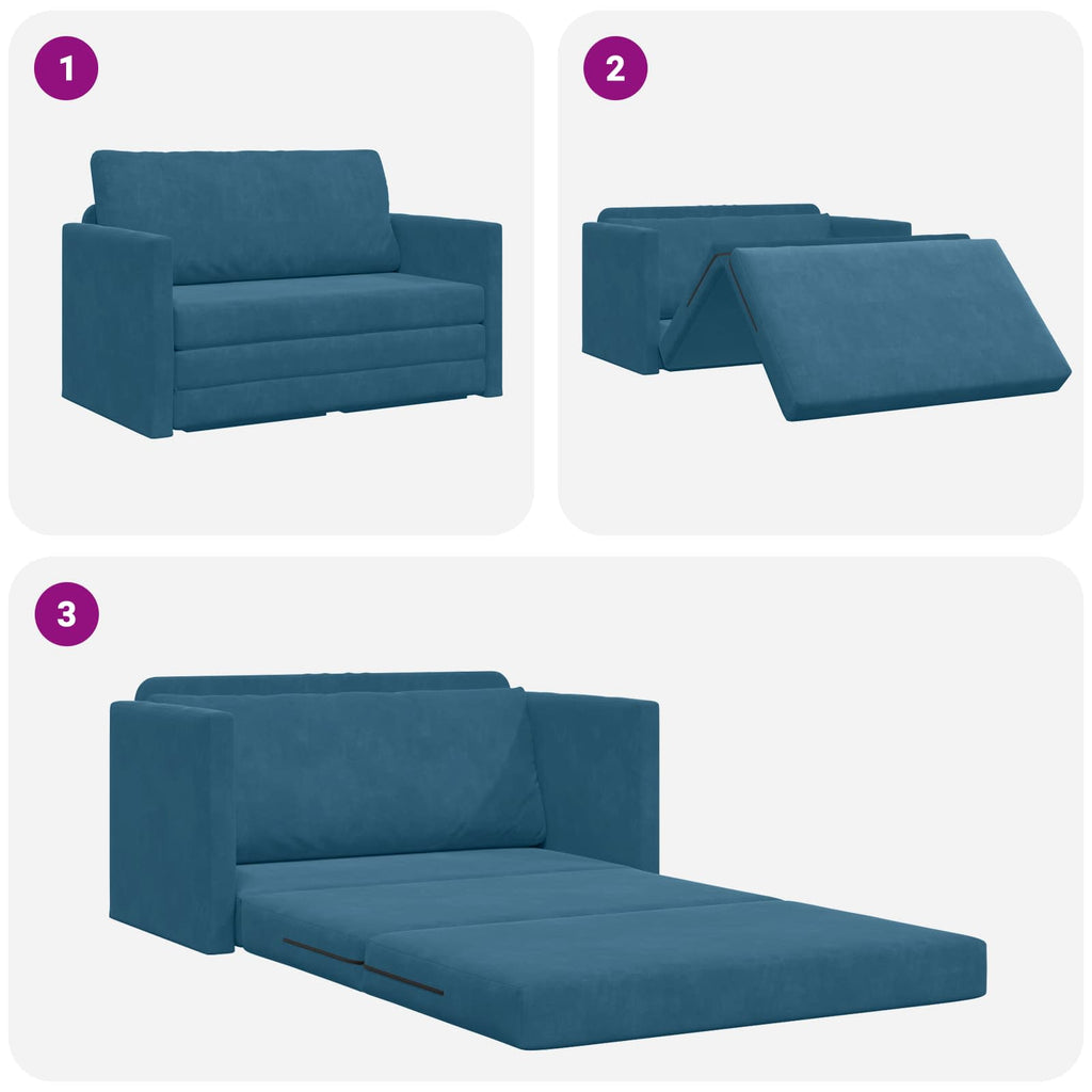 vidaXL Sofa Bed Niebieski 124 x 71 x 78 cm Aksamit